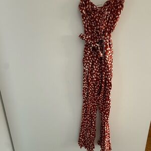 Goodnight Macaroon Red Heart Print Jumpsuit